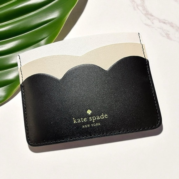 NWOT Kate Spade Gemma Small Slim Card Holder Black Cloud Mist Multi Leather - Picture 1 of 7